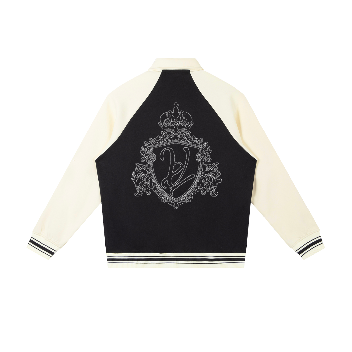 Contrast Raglan Sleeve Baseball  "VISIONARY"Jacket